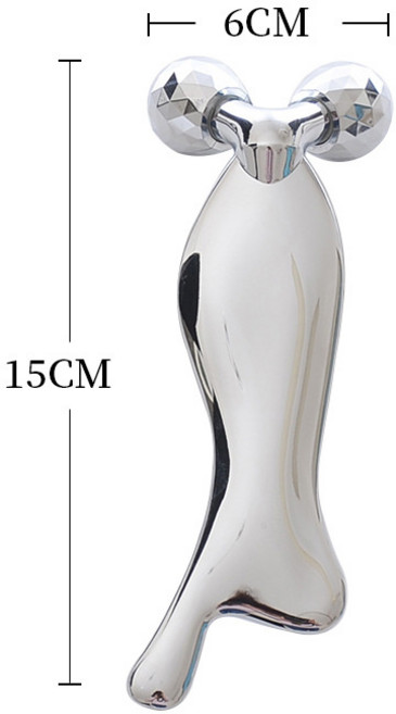 DIU 3D瘦臉儀金屬滾輪按摩器魚型負離子V臉美容儀器, 1個, 銀色:如圖