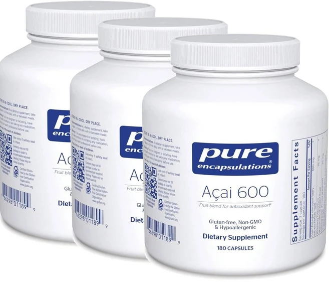 퓨어인캡슐레이션 아사이 600 블루베리 석류 크랜베리 함유 캡슐 Pure Encapsulations Acai 600, 3개, 180정 - 쿠팡