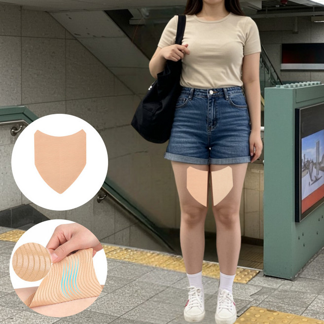 쓸림제로 허벅지 쓸림방지 스티커 살색 신축성 좋은 스판 보호패드 15x12cm, 1개, 10개입