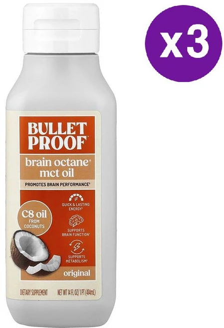 불렛프루프 브레인 옥테인 C8 MCT 오일 414ml 3개 Bulletproof Keto Brain Octane C8 MCT Oil - 쿠팡