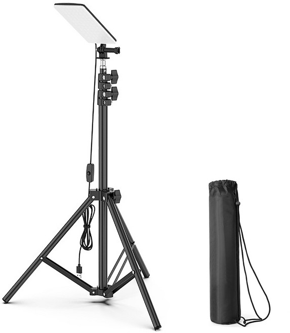 데일리쇼핑 스탠드 캠핑조명 LED 캠핑등거치대+LED랜턴+보관가방 USB조명 스탠드조명 캠핑 차박 낚시, 1세트, 블랙, 1세트