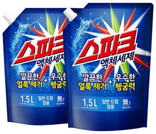 스파크 액상세제 리필, 1.5L, 2개