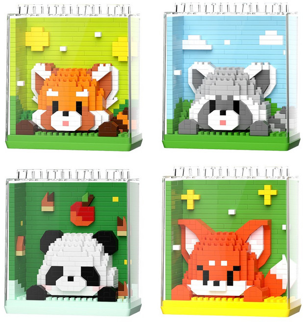 [알꿀밤-나노블럭-동물] MS블럭케이스 판다 프랜즈4종, 1개