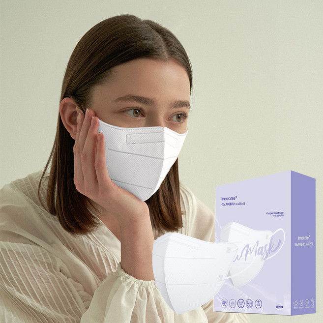 이노케어플러스 Cu마스크 컬러 새부리형 마스크 대형(L), 1매입, 20개, 화이트