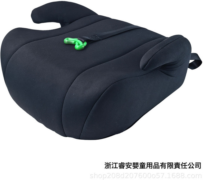 ISOFIX接口6~12歲便攜增高墊兒童汽車安全座椅可拆洗適配125-150c, 1個, 黑色(無isofix):37.5*36*20cm