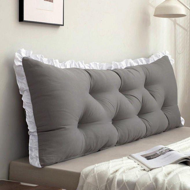 床頭靠墊 護腰枕 靠背墊 榻榻米簡約軟包, 3.0深空灰-親膚水洗棉,已檢測  180X50X18cm