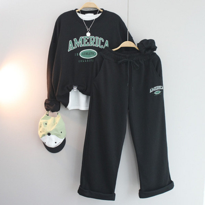 달콩 여성 봄신상 상하세트 트레이닝세트 국내제작 1983맨투맨와이드팬츠세트