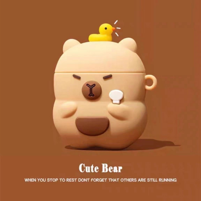 스테이친구 큐트베어 병아리 에어팟케이스, 에어팟4세대, 1개