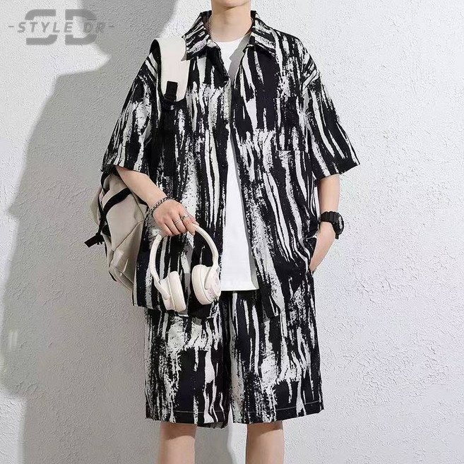 스타일닥터 2XL-5XL 루즈핏 하와이안 셔츠 반바지 휴가 여행 비치 바캉스 세트