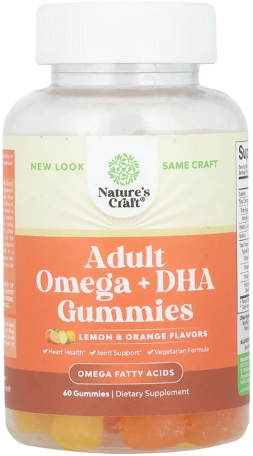 프리미엄상품 Nature's Craft 성인용 오메가 + DHA 구미젤리 레몬 & 오렌지 구미젤리 60개 부모님챙기세요, NaturesCraft성인용오메가DHA구미젤리레몬오렌지, 1개 - 쿠팡