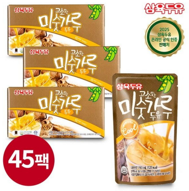 삼육식품 삼육두유 고소한 미숫가루 두유 190ml x 45팩, 45세트