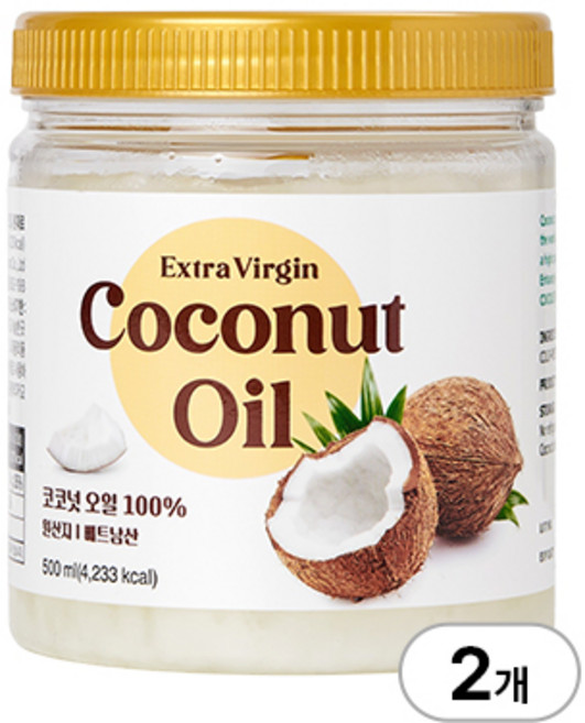 [코코넛오일 100%] 장수농가 코코라이프 엑스트라버진 코코넛오일, 2세트, 500ml