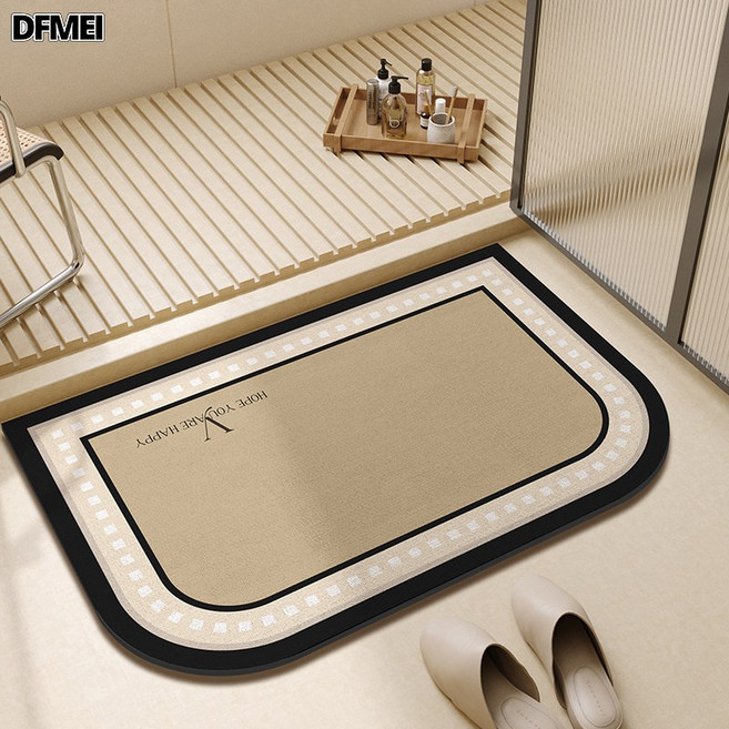 DFMEI 硅藻泥地墊北歐輕奢浴室門口吸水速幹易打理腳墊家用防滑耐髒地墊, 60*90cm(硅藻泥)