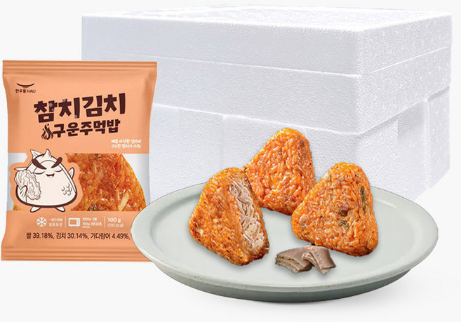 한우물 구운주먹밥 참치김치 100g, 20개