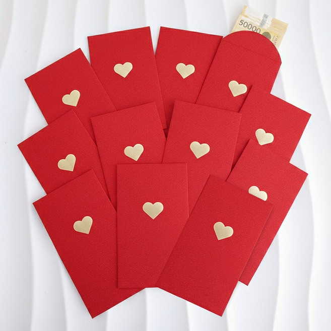 에버리즈 고급 감사 현금 봉투 부모님 용돈봉투, 12개, 로열레드