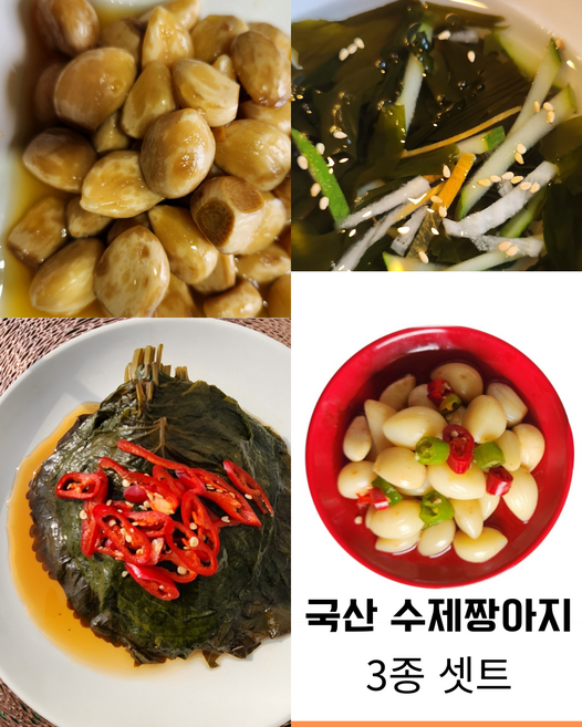 명절선물 3종 세트 국내산 큰손언니 수제 장아찌(속리산 마늘장아찌 포함)
