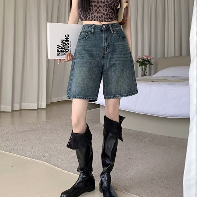 제이로그 하프 와이드 청 반바지 팬츠 레트뮤청PT