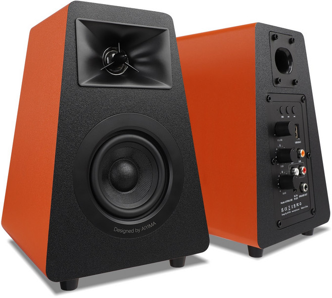 AIYIMA S30 액티브 책장 스피커 블루투스 5.3 나무 100W 스튜디오 모니터 스피커 하이파이 홈 시어터 서브우퍼, 오렌지