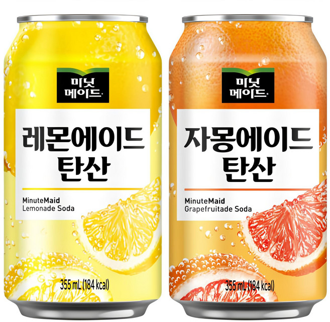 미닛메이드 에이드 뚱캔반반세트 (자몽+레몬), 12개, 355ml