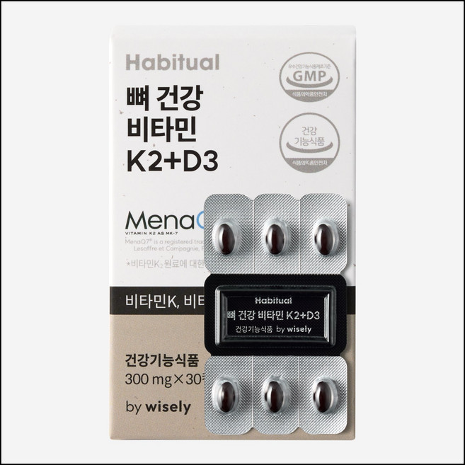 와이즐리 뼈 건강 비타민 K2 D3, 1개, 30정