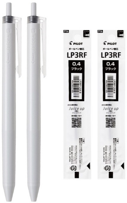 더주니 파이롯트 쥬스 플러스 0.4mm 젤 잉크 볼펜 + 리필 세트, 1세트, 블랙 2개 + 리필 2개