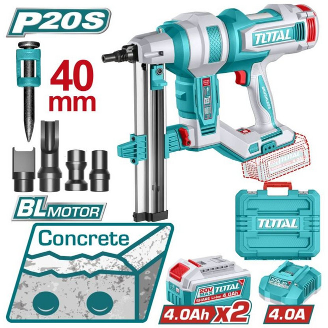 TOTAL P20S 20V 鋰電水泥鋼釘槍, 1個