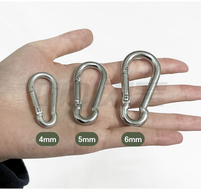 카라비너 미니 강철 대형 카라비나 캠핑 등산 낚시 차박 고리 4mm ~ 14mm 고급형, 1개