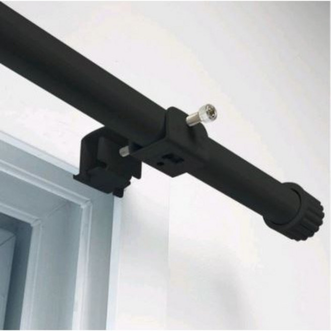 못 없이 다는 커튼봉 브라켓 + 커튼봉, 블랙(1세트 3개입) + 10자 커튼봉
