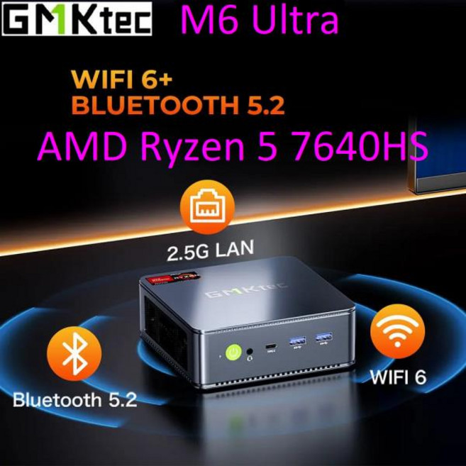 GMKtec Nucbox M6 울트라 미니 PC AMD Ryzen 5 7640HS USB4 2DDR5 SSD NUC 윈도우 11 데스크탑 게이밍 컴퓨, 2)No Ram No SSD No OS, M6 Ultra R5 7640HS, AU