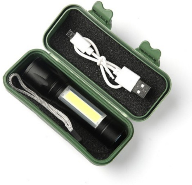 發票 充電式 Q5 COB 迷你手電筒 COB手電筒 COB側燈 工作燈 露營燈 探照燈 LED手電筒, 1個, 新款無腰夾，COB加長版