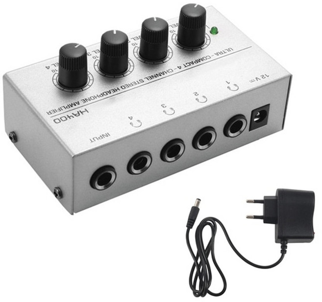 헤드폰엠프 포터블 휴대 엠프 필터 헤드폰 증폭기 ha400 초소형 4 채널 미니 오디오, eu와 실버