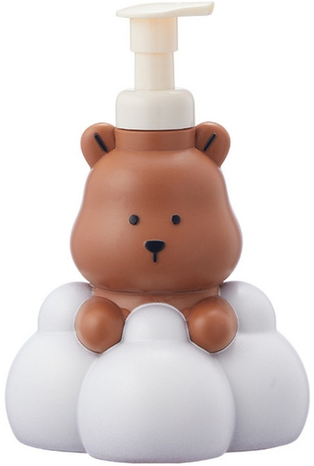 250/500ml 귀여운 폼 디스펜서 욕실 카툰 곰 손 소독제 및 리필 가능한 용기가 포함된 샴푸 펌프 병, Brown, 1개, 500ML