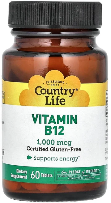 Country Life Vitamins 비타민 B12 1000 mcg 타블렛, 1개, 60정 - 쿠팡