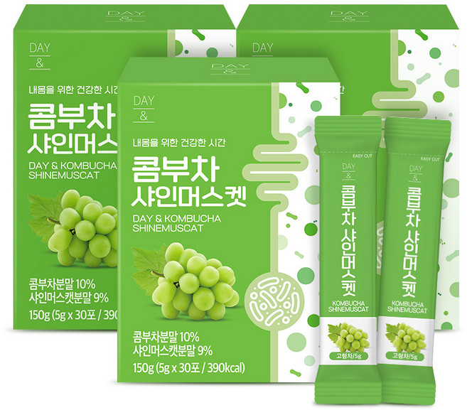 참앤들황토농원 데이앤 콤부차 샤인머스켓맛, 150g, 3개