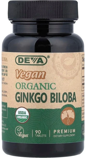 Deva 비건 유기농 은행나무 90정(1정당 300mg) DEV-00014, Deva, 비건 유기농 징코 빌로바, 90정(1정당 3, 1개, 90정 - 쿠팡