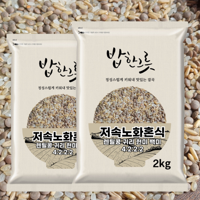 금빛농산 저속노화 혼식 렌틸콩 귀리 혼합 잡곡 밥 느린노화식단, 2개, 2kg