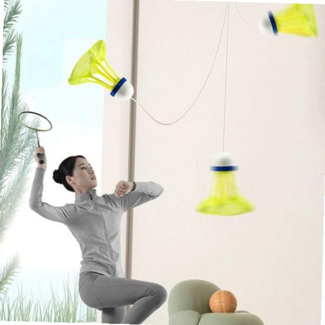 유진오피스 배드민턴 연습기 가정용 리턴 트레이닝 배드민턴 셀프 초보자 훈련 용품 자동공 셔틀콕 스트링 풀세트, 풀세트형