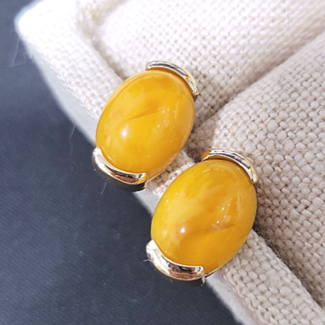 천연석 925 실버 호박 귀걸이 혼주 한복 코디