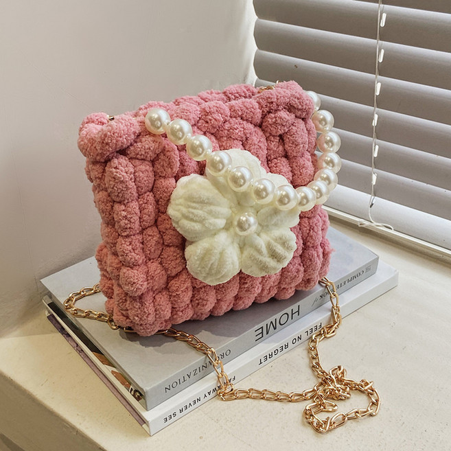 [영상제공] 샤샤벨 네트공예 빅플라워 미니 가방 만들기 diy 재료 세트, 핑크, 1개