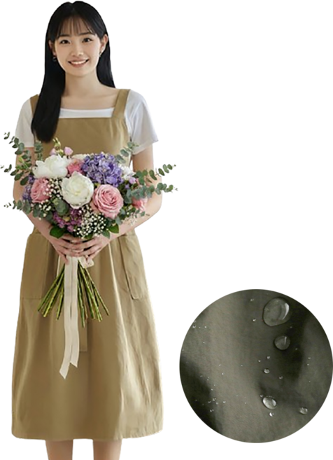 모아룸 원피스형 코튼 플로리스트 앞치마, 베이지, 1개