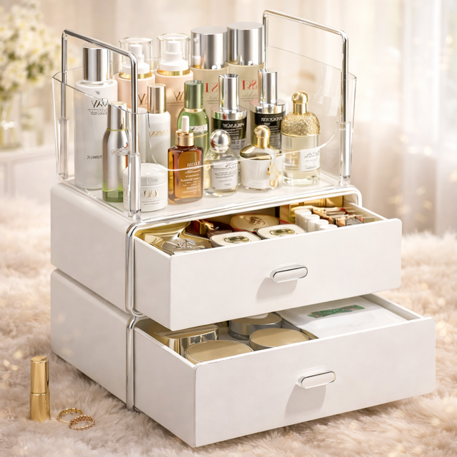 홈앤니즈 다용도 수납 화장품 정리함 3단, 화이트, 1개