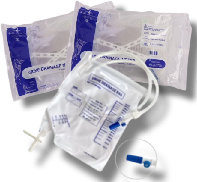 유린백 소변백 일회용 소변주머니 클립형 유량측정, 2개