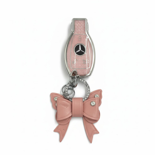 어니트 벤츠 호환 크리스탈 차키케이스 자동차 키링 키홀더, BZ-B1타입, 핑크