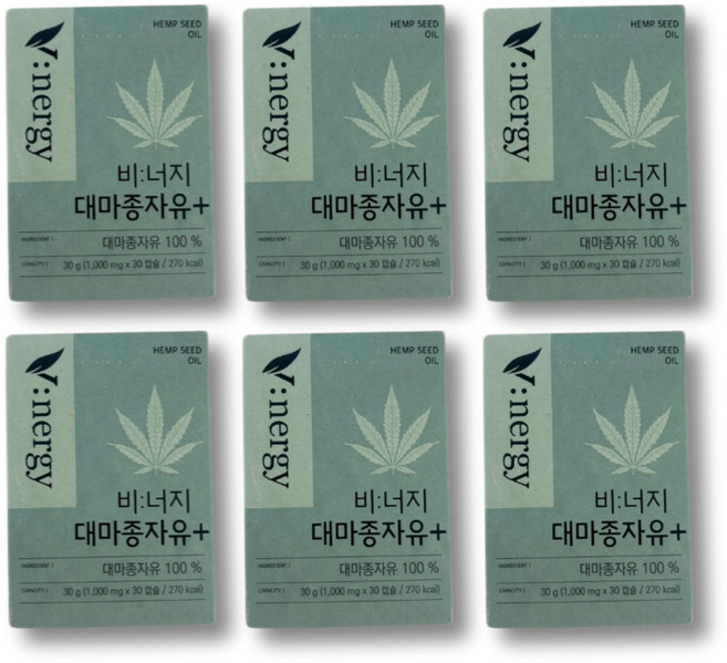 비너지 식물성 대마종자유 플러스 프리미엄 대마 종자 씨유 햄프씨드 오일 HEMPSEED OIL, 30정, 6세트