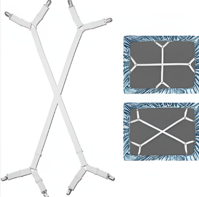 모어벨 침대 시트 커버 밀림방지 고정집게 스트랩 클립, 2개, 화이트