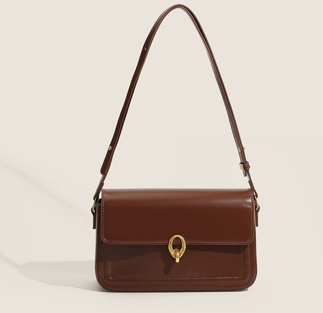 ZARA자라 플랩백 골드버클 클래식 숄더백 빈티지 브라운 스퀘어백