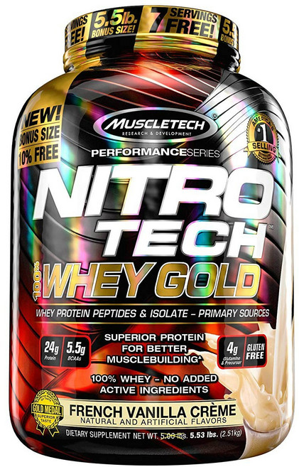 Muscletech Health 乳清高蛋白粉, French Vanilla Cream, 2.47kg, 1罐