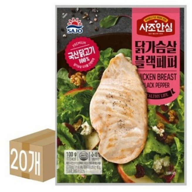 대림 사조안심 닭가슴살 블랙페퍼 100g x 20개, 2kg, 1개