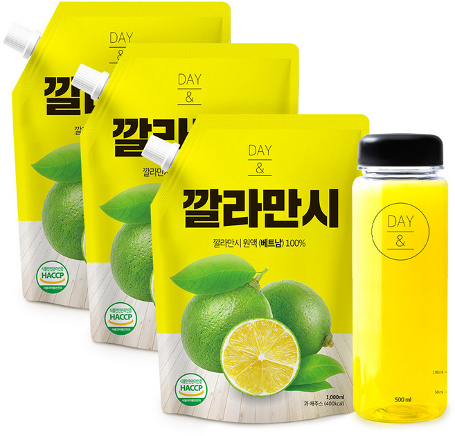 데이앤 깔라만시 3팩 500ml 보틀, 1L, 1개