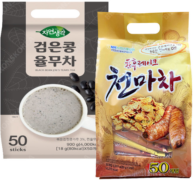 동일 콘후레이크 천마차 50T + 희창 검은콩율무차 50T 곡물 율무 간식